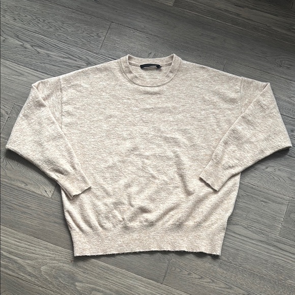 Jenni Kayne | Oversized merino wool and cashmere cream and tan knit sweater - Picture 1 of 10